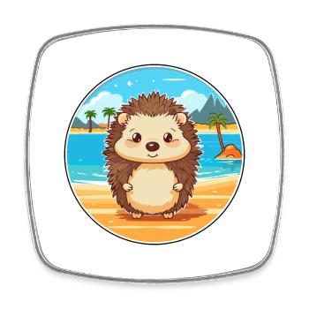 Igel Aquarell Karikatur Kawaii Clipart Tier - Viereckiger Kühlschrankmagnet - Weiß - Vorne