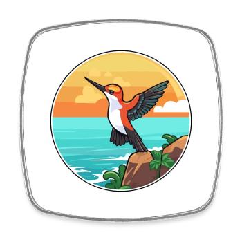 Colibri aquarelle dessin animé Kawaii Clipart animal de compagnie - Magnet carré - blanc - Devant