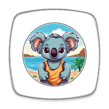 Koala Aquarell Cartoon Kawaii Clipart Tier - Viereckiger Kühlschrankmagnet - Weiß - Vorne
