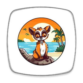 Lemur Watercolor Cartoon Kawaii Clipart Animal - Square fridge magnet - white - Front