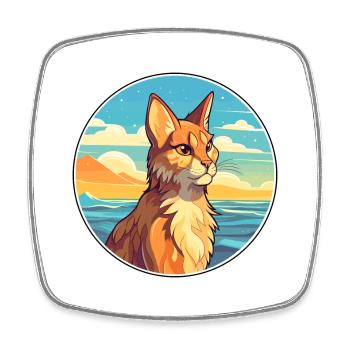 Luchs Aquarell Cartoon Kawaii Clipart Tier - Viereckiger Kühlschrankmagnet - Weiß - Vorne