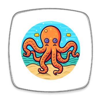 Oktopus Aquarell Cartoon Kawaii Clipart Tier - Viereckiger Kühlschrankmagnet - Weiß - Vorne
