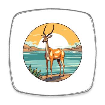 Impala Aquarell Karikatur Kawaii Clipart Tier - Viereckiger Kühlschrankmagnet - Weiß - Vorne