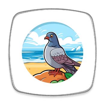 Taube Aquarell Cartoon Kawaii Clipart Tier - Viereckiger Kühlschrankmagnet - Weiß - Vorne
