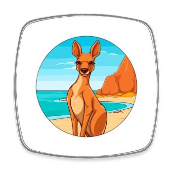 Kangourou aquarelle dessin animé Kawaii Clipart Animal - Magnet carré - blanc - Devant