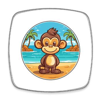 Monkey Watercolor Cartoon Kawaii Clipart Animal - Square fridge magnet - white - Front
