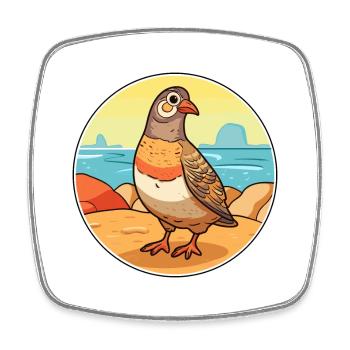 Perdrix aquarelle dessin animé Kawaii Clipart Animal - Magnet carré - blanc - Devant