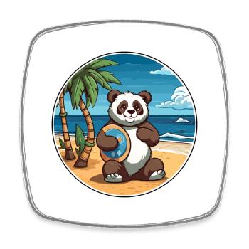 Panda Watercolor Cartoon Kawaii Clipart Animal - Square fridge magnet - white - Front