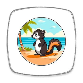 Skunk aquarelle dessin animé Kawaii Clipart Animal - Magnet carré - blanc - Devant