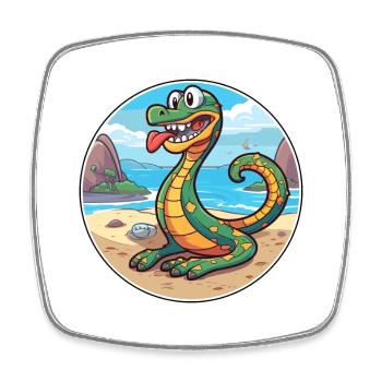 Snake Watercolor Cartoon Kawaii Clipart Animal - Square fridge magnet - white - Front