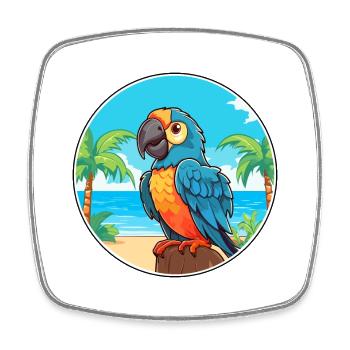 Parrot Watercolor Cartoon Kawaii Clipart Animal - Square fridge magnet - white - Front