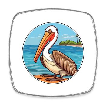 Pelikan Aquarell Cartoon Kawaii Clipart Tier - Viereckiger Kühlschrankmagnet - Weiß - Vorne