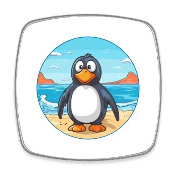 Pingouin aquarelle dessin animé Kawaii Clipart Animal - Magnet carré - blanc - Devant