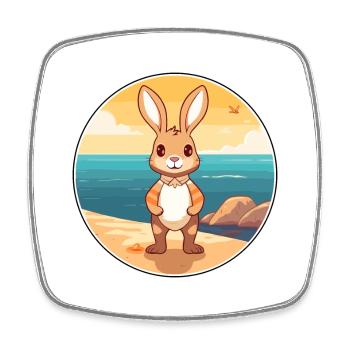 Rabbit Watercolor Cartoon Kawaii Clipart Animal - Square fridge magnet - white - Front