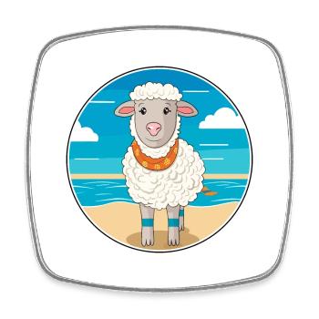Schaf Aquarell Cartoon Kawaii Clipart Tier - Viereckiger Kühlschrankmagnet - Weiß - Vorne