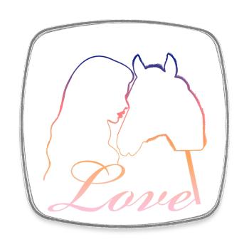 Love Mädchen Pferdekopf - Viereckiger Kühlschrankmagnet - Weiß - Vorne