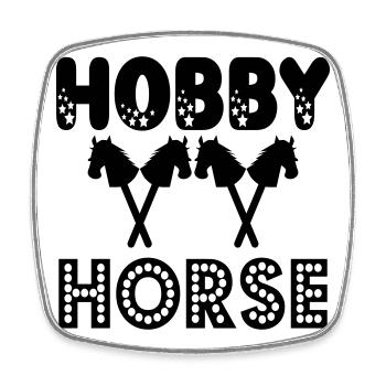 STECKENPFERDE - HOBBY HORSE - Viereckiger Kühlschrankmagnet - Weiß - Vorne