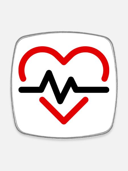 heart beat - Square fridge magnet - white
