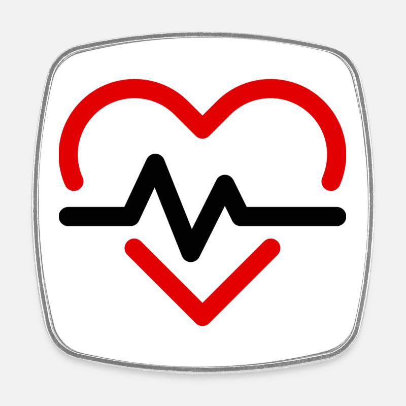 heart beat - Square fridge magnet - white