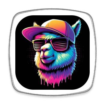 Alpaka Lama Rapper mit Cap und Sonnenbrille - Viereckiger Kühlschrankmagnet - Weiß - Vorne