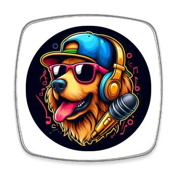 Chien Golden Retriever avec lunettes de soleil et casquette - Magnet carré - blanc - Devant