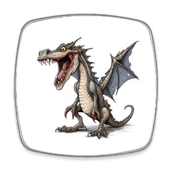 Lachender Drache Lustig Fantasy RPG Shirt - Viereckiger Kühlschrankmagnet - Weiß - Vorne