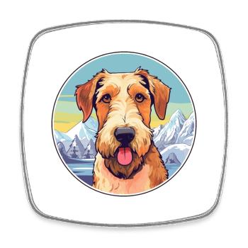 Airedale Terrier Hunderasse Karikatur Kawaii Watercol - Viereckiger Kühlschrankmagnet - Weiß - Vorne