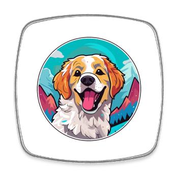 Alano Espanol Dog Breed Cartoon Kawaii Watercolor - Square fridge magnet - white - Front