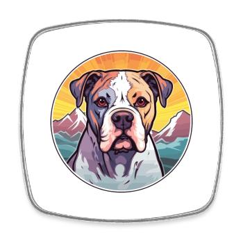 Bouledogue américain race de chien Cartoon Kawaii Watercol - Magnet carré - blanc - Devant