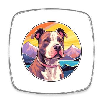 American Pitbull Terrier Dog Breed Cartoon Kawaii - Square fridge magnet - white - Front