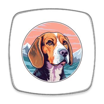 Beagle Hunderasse Karikatur Kawaii Aquarell - Viereckiger Kühlschrankmagnet - Weiß - Vorne