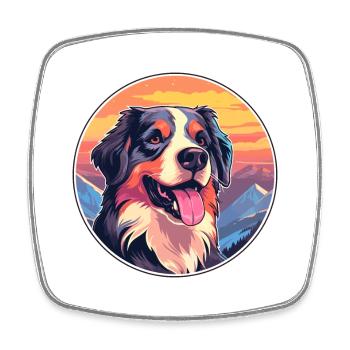 Argentino Dog Breed Cartoon Kawaii Watercolor - Square fridge magnet - white - Front