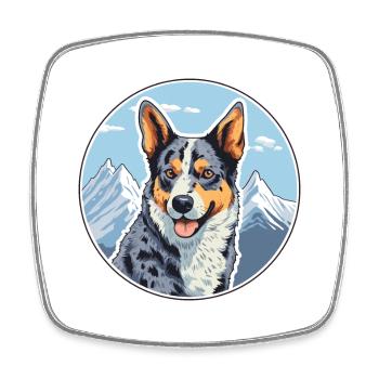 Bouvier australien race Cartoon Kawaii Waterco - Magnet carré - blanc - Devant