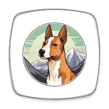 Basenji Hunderasse Cartoon Kawaii Aquarell - Viereckiger Kühlschrankmagnet - Weiß - Vorne