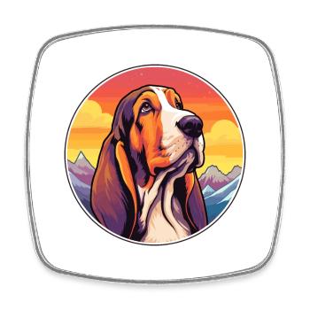 Basset Artesien Normand Dog Breed Cartoon Kawaii W - Square fridge magnet - white - Front