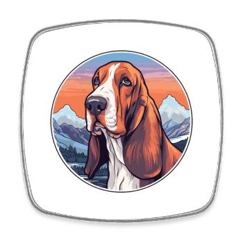 Basset Bleu De Gascogne Dog Breed Cartoon Kawaii W - Square fridge magnet - white - Front