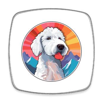 Bedlington Terrier Dog Breed Cartoon Kawaii Waterc - Square fridge magnet - white - Front