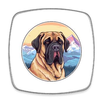 Alpine Mastiff Dog Breed Cartoon Kawaii Watercolor - Square fridge magnet - white - Front