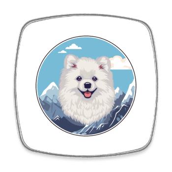 Américain Esquimau chien race Cartoon Kawaii Watercolo - Magnet carré - blanc - Devant