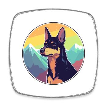 Australian Kelpie Dog Breed Cartoon Kawaii Waterco - Square fridge magnet - white - Front