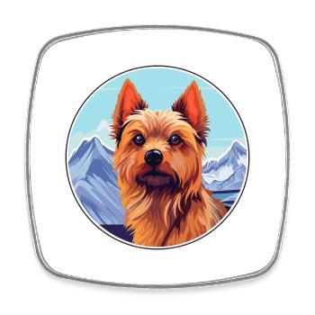 Australian Silky Terrier Dog Breed Cartoon Kawaii - Square fridge magnet - white - Front
