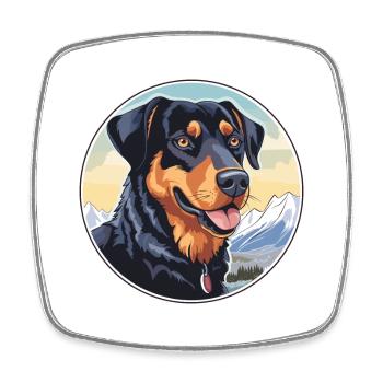 Beauceron Hunderasse Cartoon Kawaii Aquarell - Viereckiger Kühlschrankmagnet - Weiß - Vorne