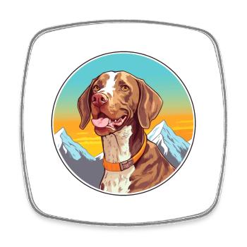Belgian Pointer Dog Breed Cartoon Kawaii Watercolo - Square fridge magnet - white - Front