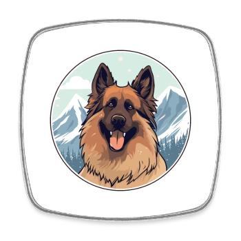 Belgian Shepherd Dog Breed Cartoon Kawaii Watercol - Square fridge magnet - white - Front