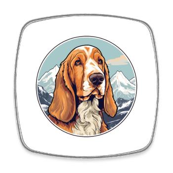 Basset Fauve De Bretagne Dog Breed Cartoon Kawaii - Square fridge magnet - white - Front