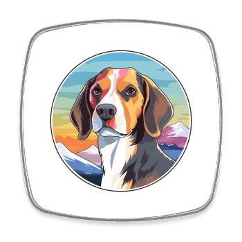 Beagle Harrier Hunderasse Cartoon Kawaii Aquarell - Viereckiger Kühlschrankmagnet - Weiß - Vorne