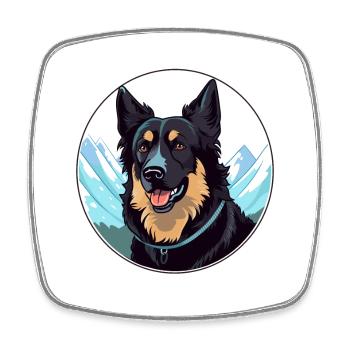 Belge Groenendael Chien Race Cartoon Kawaii Eau - Magnet carré - blanc - Devant
