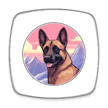 Belgischer Malinois Hunderasse Cartoon Kawaii Watercol - Viereckiger Kühlschrankmagnet - Weiß - Vorne