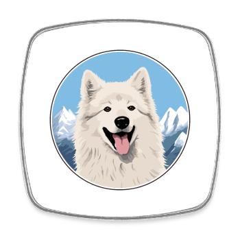 Berger Blanc Suisse Race De Chien Cartoon Kawaii Eau - Magnet carré - blanc - Devant