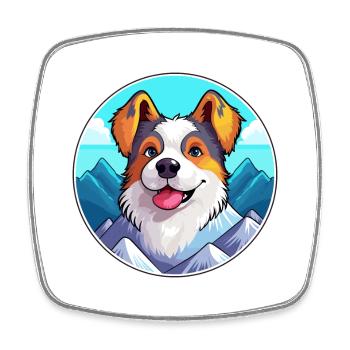 Billy Dog Breed Cartoon Kawaii aquarelle - Magnet carré - blanc - Devant